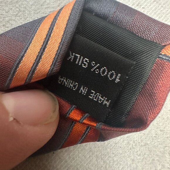 Arrow Mens Plaid Silk Tie Red & Orange Stripes - Picture 2 of 5